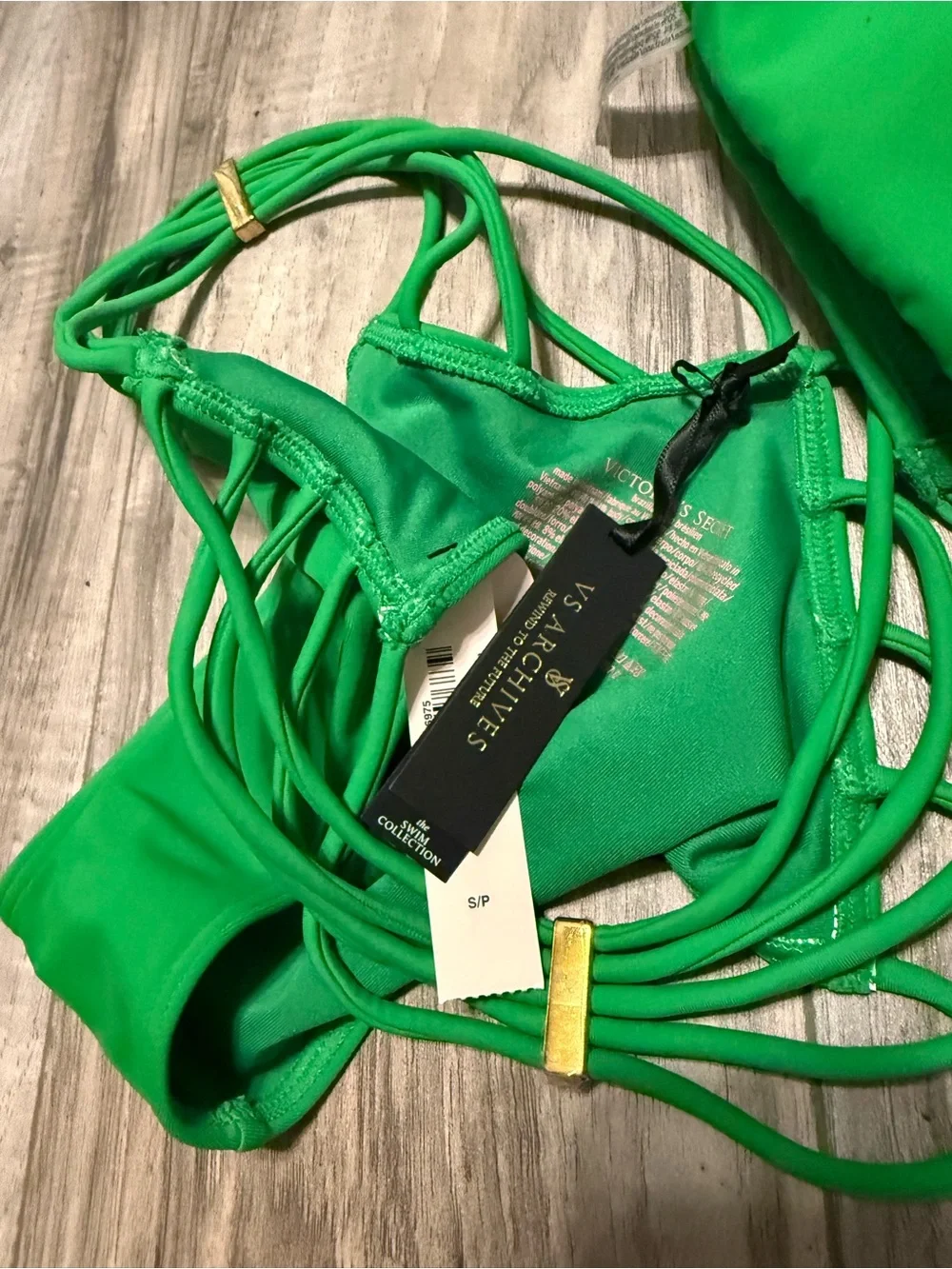 Victoria's Secret Bright Green Strappy Bandeau Bikini Set